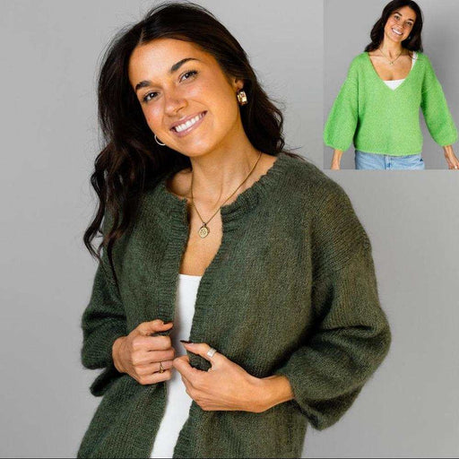 Blousy Jumper & Cardigan Knitting Pattern (AP1418)-Needlecraft Patterns-Alpaca Yarns-Printed Pattern – Posted-Wild & Woolly Yarns