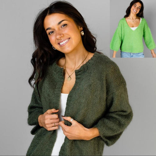 Blousy Jumper & Cardigan Knitting Pattern (AP1418)-Needlecraft Patterns-Alpaca Yarns-Printed-Wild & Woolly Yarns