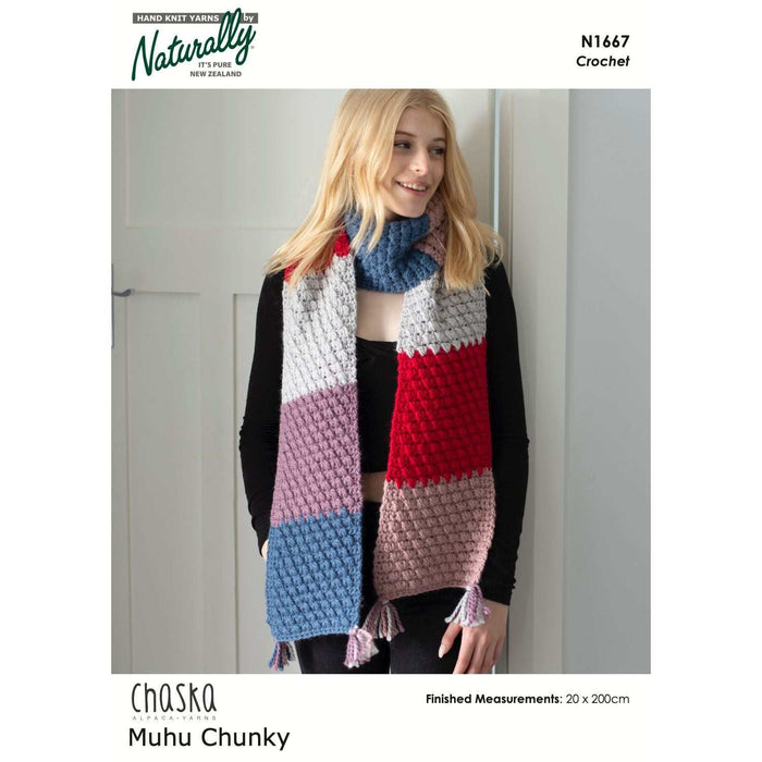 Bobble Stitch Scarf Crochet Pattern (N1667)-Pattern-Wild and Woolly Yarns