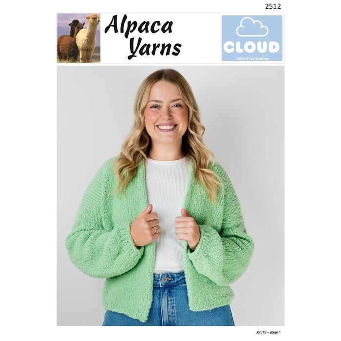 Boxy Cardigan Knitting Pattern (AP2512)-Needlecraft Patterns-Alpaca Yarns-Printed-Wild & Woolly Yarns