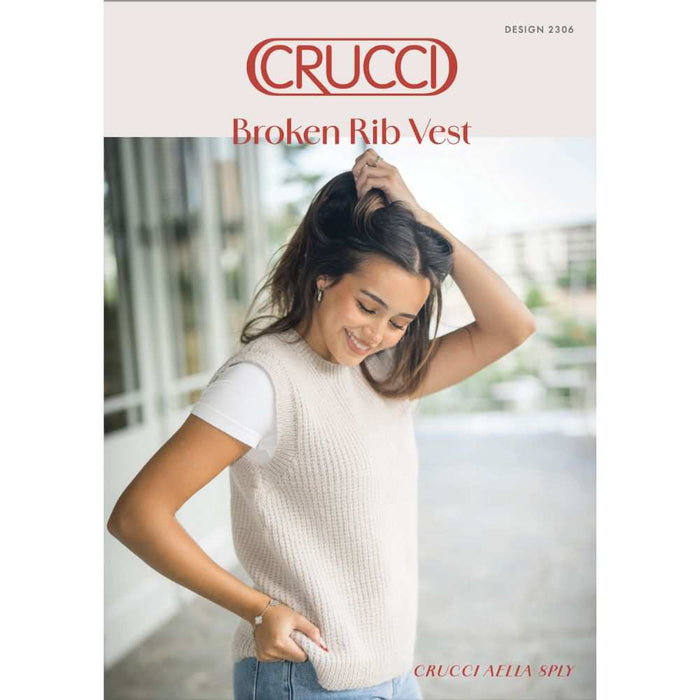Broken Rib Vest Knitting Pattern (CRU2306)-Needlecraft Patterns-Crucci-Printed-Wild & Woolly Yarns
