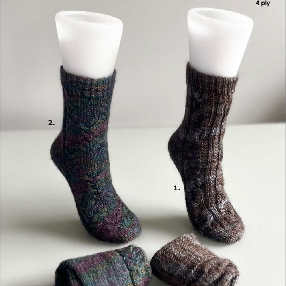Cable Panel Socks Knitting Pattern (N1755)-Needlecraft Patterns-Wentworth Distributors-Printed Pattern – Posted-Wild & Woolly Yarns