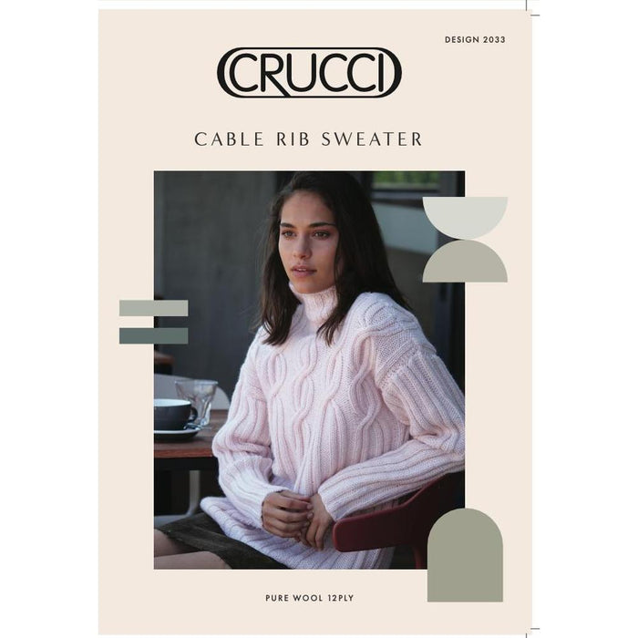 Cable Rib Sweater Knitting Pattern (CRU2033)-Needlecraft Patterns-Crucci-Printed-Wild & Woolly Yarns