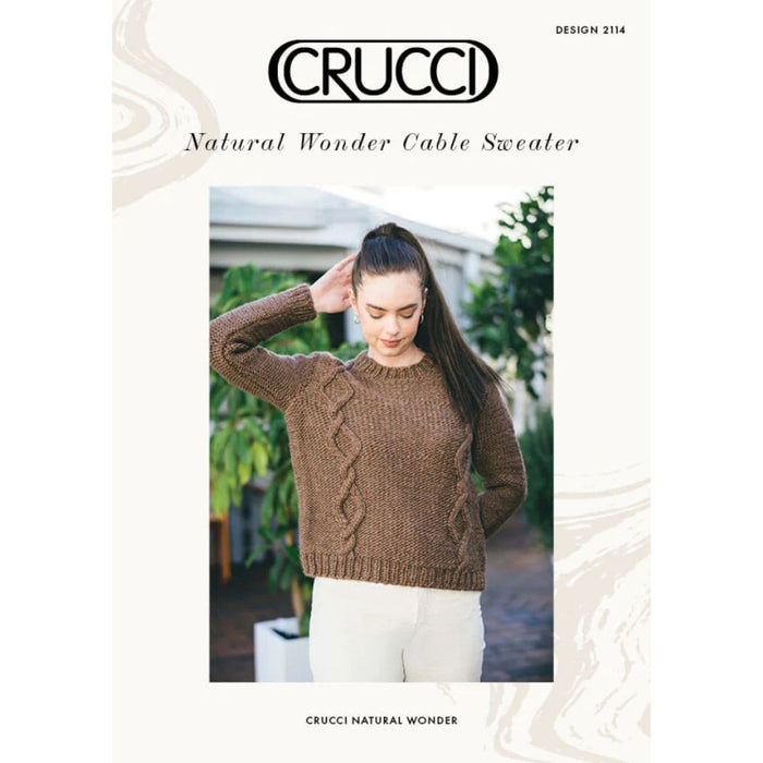CRUCCI Natural Wonder cable sweater knitting pattern design 2114 for women.