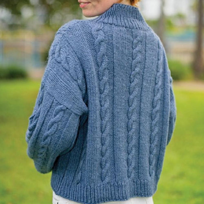 Cable Sweater Knitting Pattern (CRU2501)-Needlecraft Patterns-Crucci-Printed-Wild & Woolly Yarns