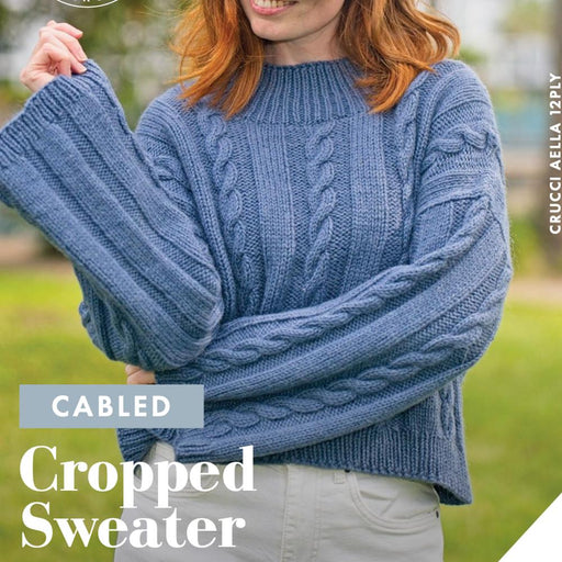 Cable Sweater Knitting Pattern (CRU2501)-Needlecraft Patterns-Crucci-Printed-Wild & Woolly Yarns