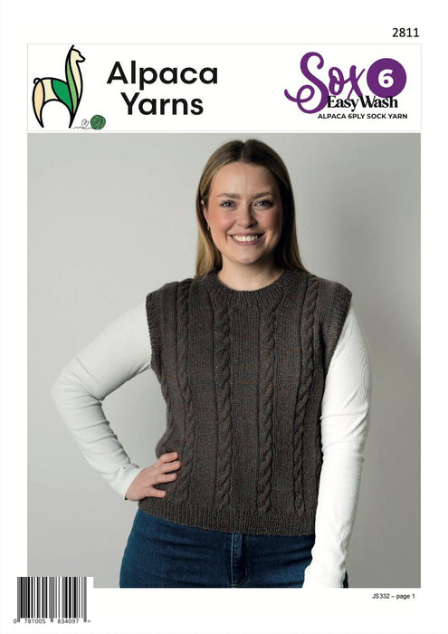 Cable Vest Knitting Pattern (AP2811)-Needlecraft Patterns-Alpaca Yarns-Printed-Wild & Woolly Yarns