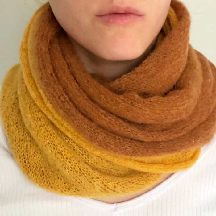 Caramel & Banana Swirl Scarf Knitting Pattern (N1726)-Needlecraft Patterns-Wentworth Distributors-Printed-Wild & Woolly Yarns