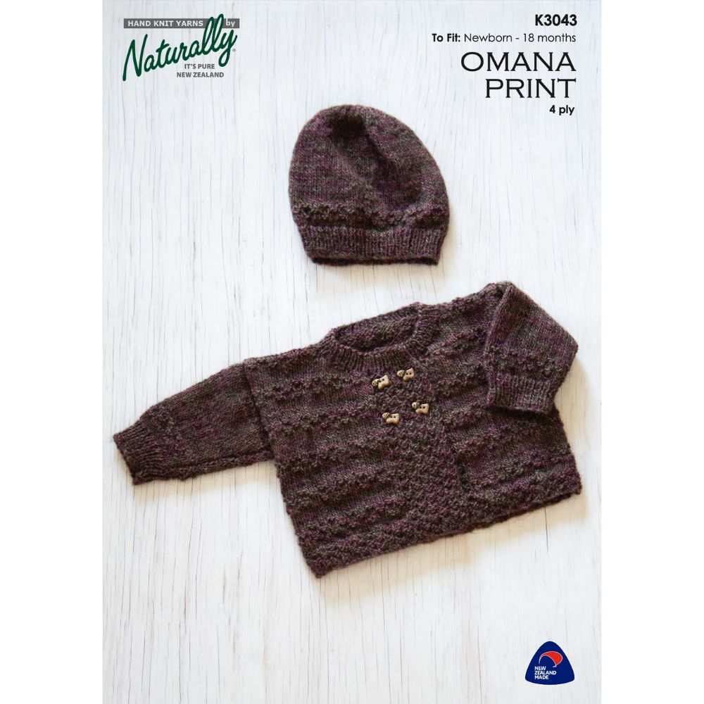 Cardigan & Hat Knitting Pattern (K3043)
