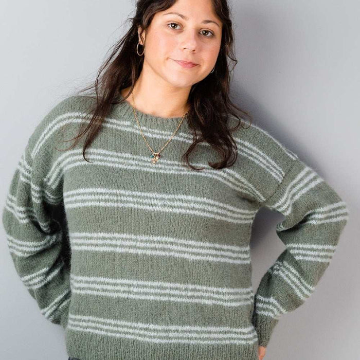 Casual Stripe Sweater Knitting Pattern – AP3304-Needlecraft Patterns-Alpaca Yarns-Printed Pattern – Posted-Wild & Woolly Yarns