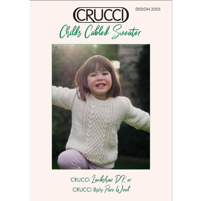 Child's Cabled Sweater Knitting Pattern (CRU2005)-Needlecraft Patterns-Crucci-Printed Pattern – Posted-Wild & Woolly Yarns