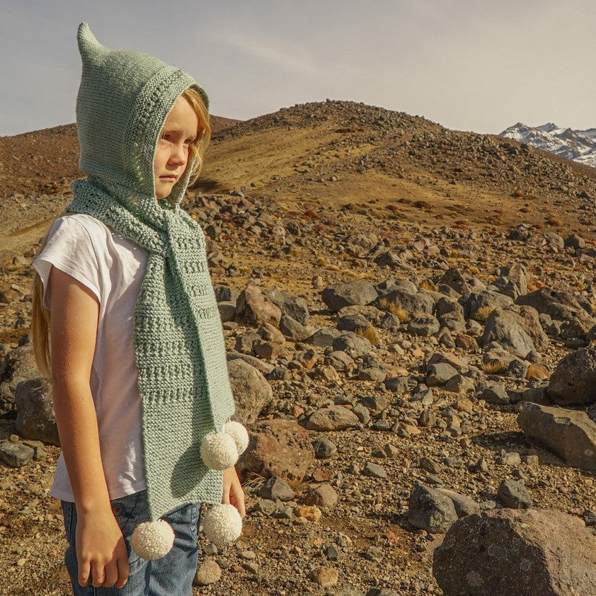 Chloe Hooded Scarf Knitting Pattern 8Ply (LC32)