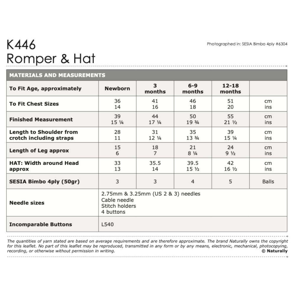 Classic Romper Knitting Pattern (K446)