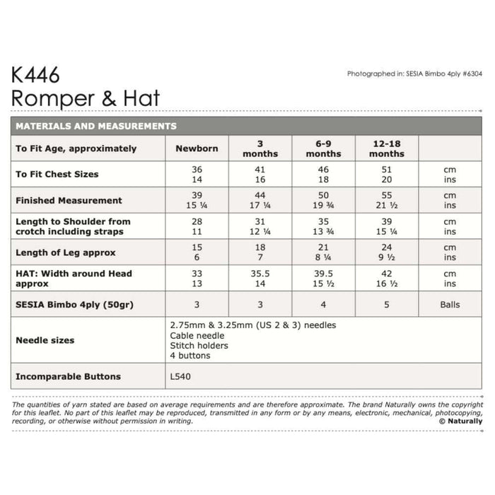 Classic Romper Knitting Pattern (K446)-Pattern-Wild and Woolly Yarns