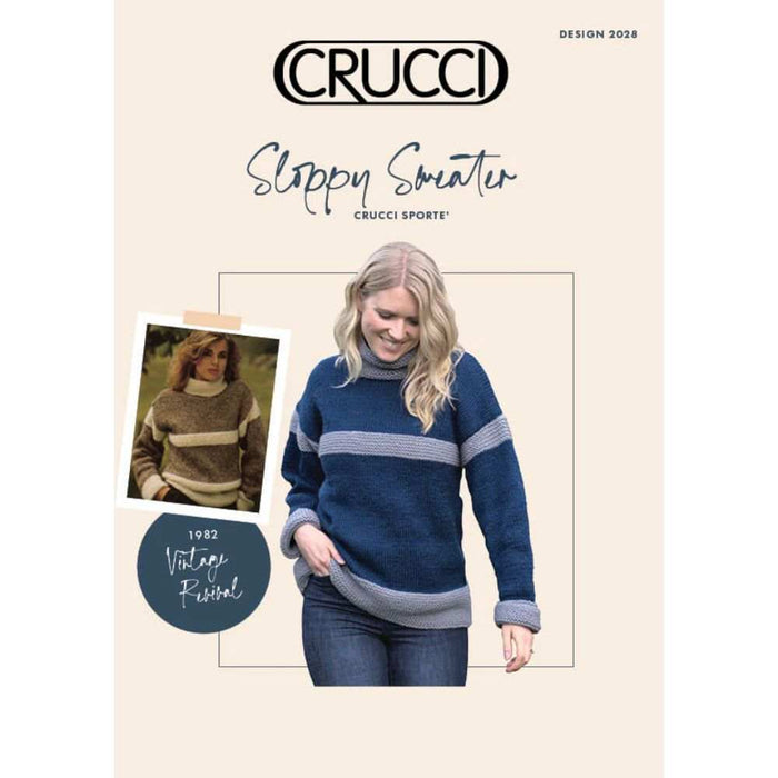 Comfy Sloppy Sweater Knitting Pattern (CRU2028)-Needlecraft Patterns-Crucci-Printed Pattern – Posted-Wild & Woolly Yarns