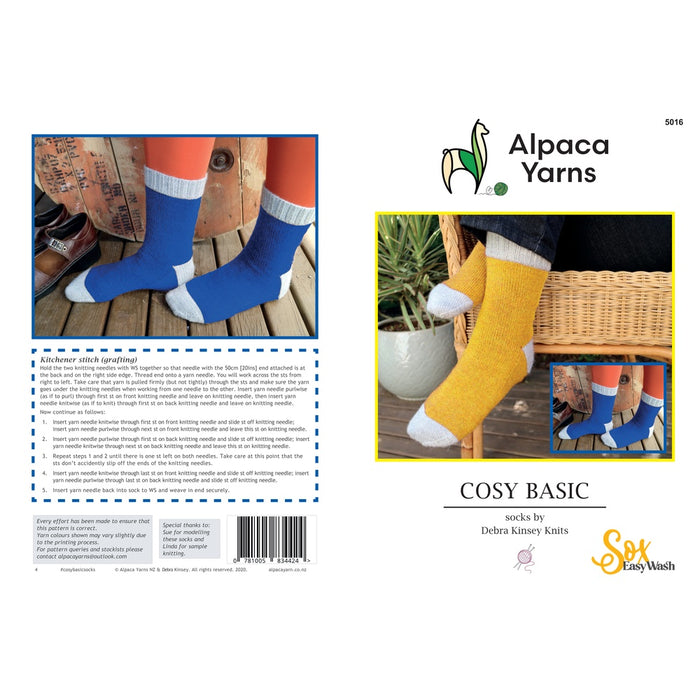 Cosy Basic Alpaca Socks Knitting Pattern (AP5016)-Needlecraft Patterns-Alpaca Yarns-Printed-Wild & Woolly Yarns