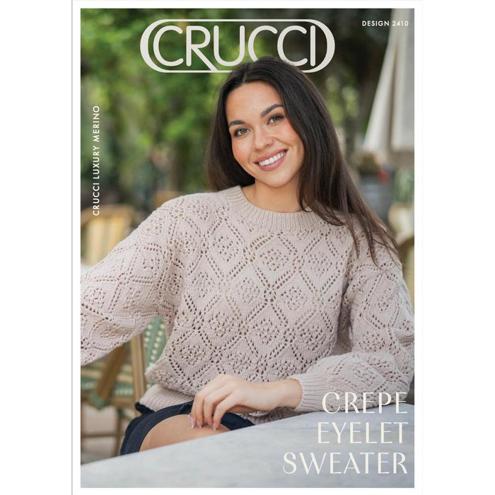 Crepe Eyelet Sweater Knitting Pattern (CRU2410)-Needlecraft Patterns-Crucci-Printed-Wild & Woolly Yarns