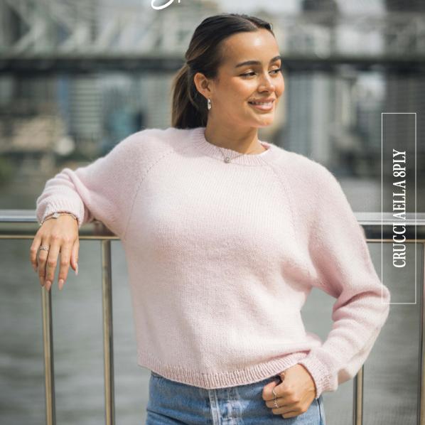 Crew Neck Top Down Sweater (CRU2309)-Needlecraft Patterns-Crucci-Printed-Wild &amp; Woolly Yarns