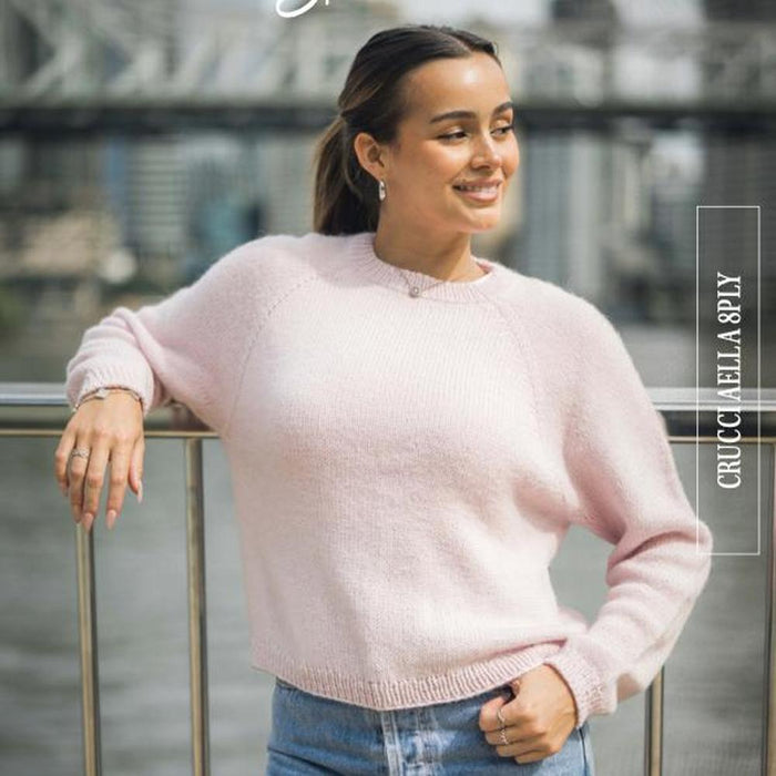 Crew Neck Top Down Sweater (CRU2309)-Needlecraft Patterns-Crucci-Printed-Wild & Woolly Yarns