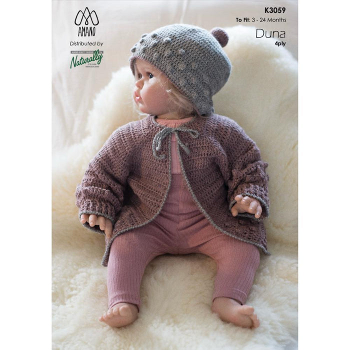 Crochet Jacket & Beanie for Babies Knitting Pattern (K3059)
