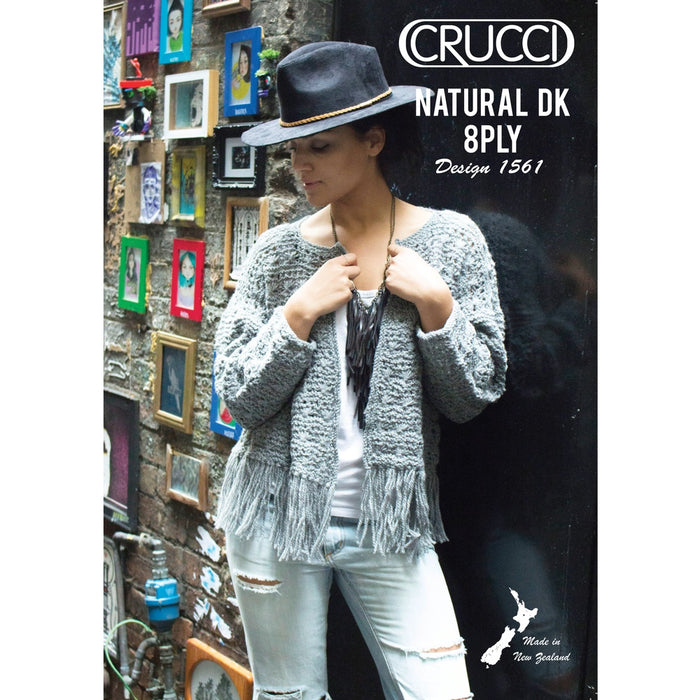 Cropped Jacket Knitting Pattern (CRU1561)-Needlecraft Patterns-Crucci-Printed-Wild & Woolly Yarns