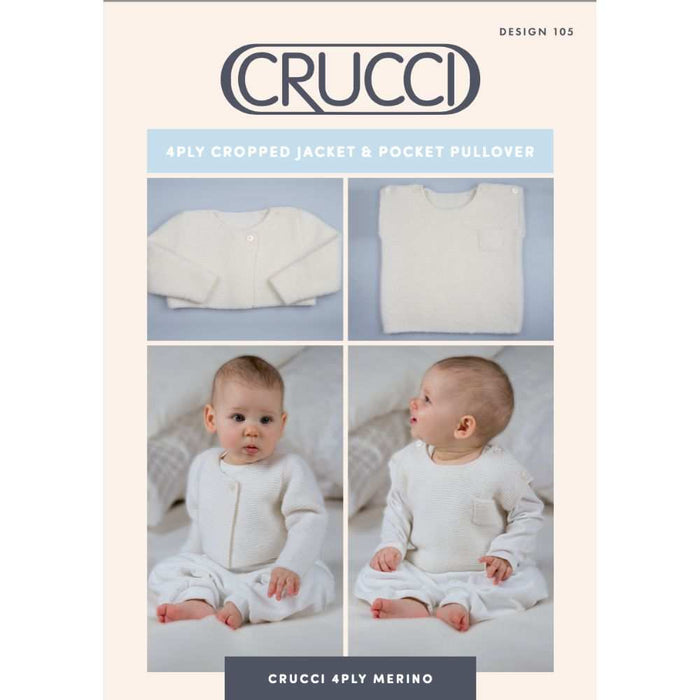 Cropped Jacket & Pocket Pullover Knitting Pattern (CRU105)-Needlecraft Patterns-Crucci-Printed Pattern – Posted-Wild & Woolly Yarns