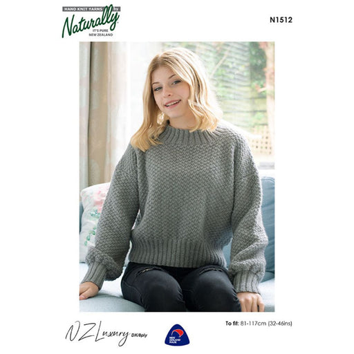 Cropped Sweater Knitting Pattern (N1512)**-Needlecraft Patterns-Wentworth Distributors-Printed-Wild & Woolly Yarns