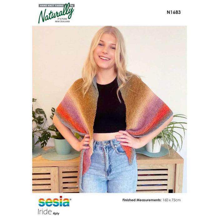 Desert Sunset Triangle Shawl Knitting Pattern (N1683)-Needlecraft Patterns-Wentworth Distributors-Printed-Wild & Woolly Yarns