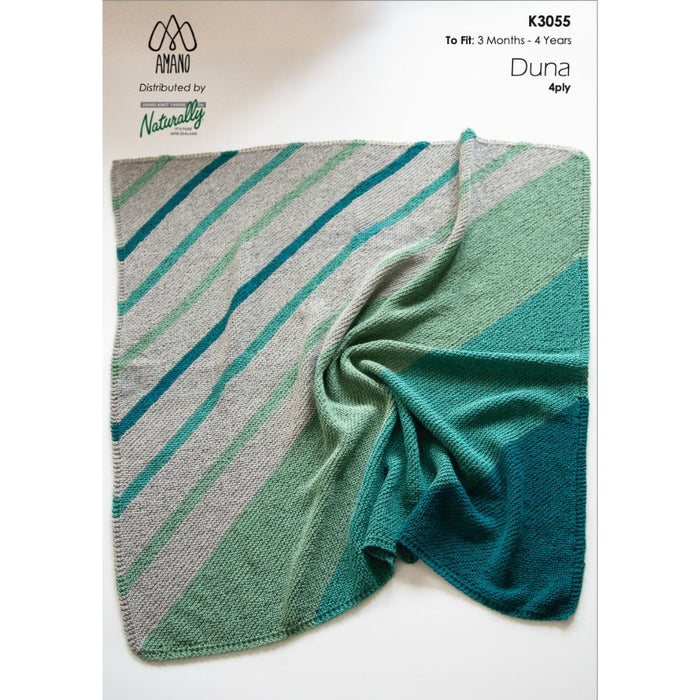 Diagonal Colour Blocked Baby Blanket Knitting Pattern (K3055)