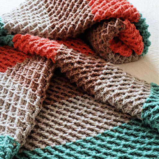 Diagonal Reversible Waffle Blanket Crochet Pattern-Needlecraft Patterns-HD Publishing-Wild & Woolly Yarns