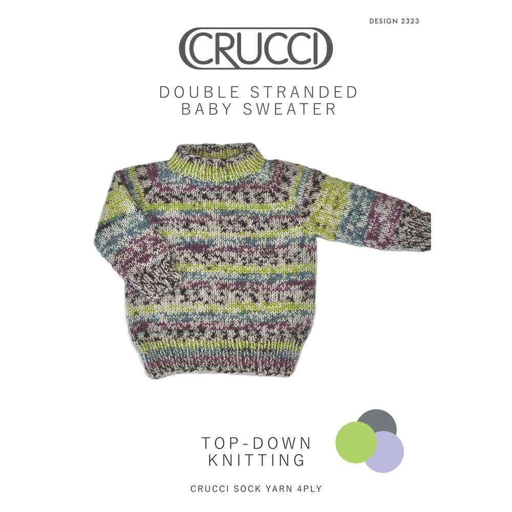Double Stranded Baby Sweater Knitting Pattern (CRU2323)-Needlecraft Patterns-Crucci-Printed Pattern – Posted-Wild & Woolly Yarns