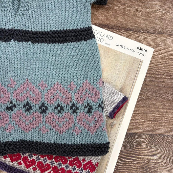 Dress with Heart Detail Hem Knitting Pattern (K3014)-Needlecraft Patterns-Wentworth Distributors-Printed Pattern – Posted-Wild & Woolly Yarns