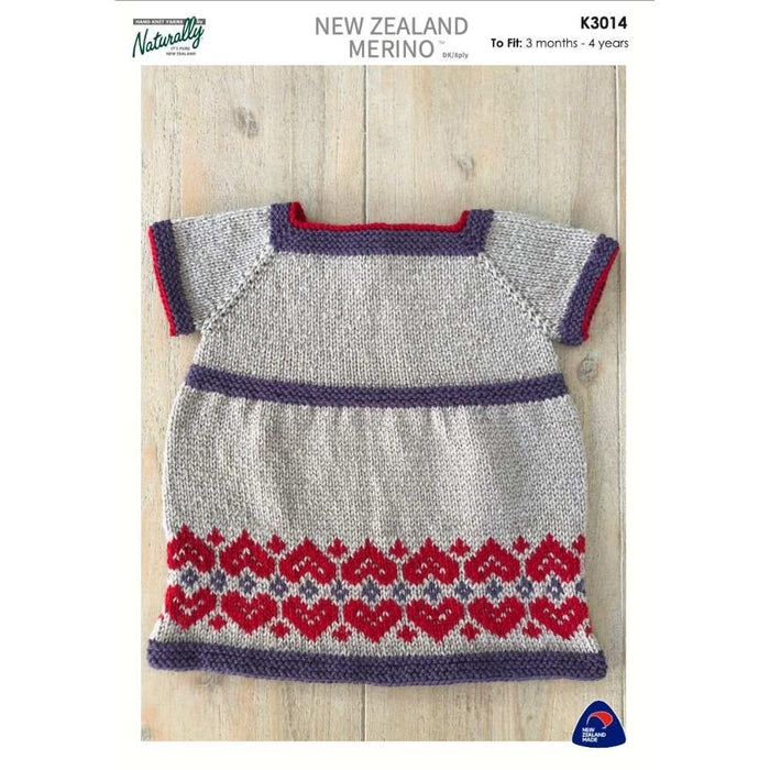 Dress with Heart Detail Hem Knitting Pattern (K3014)-Needlecraft Patterns-Wentworth Distributors-Printed Pattern – Posted-Wild & Woolly Yarns