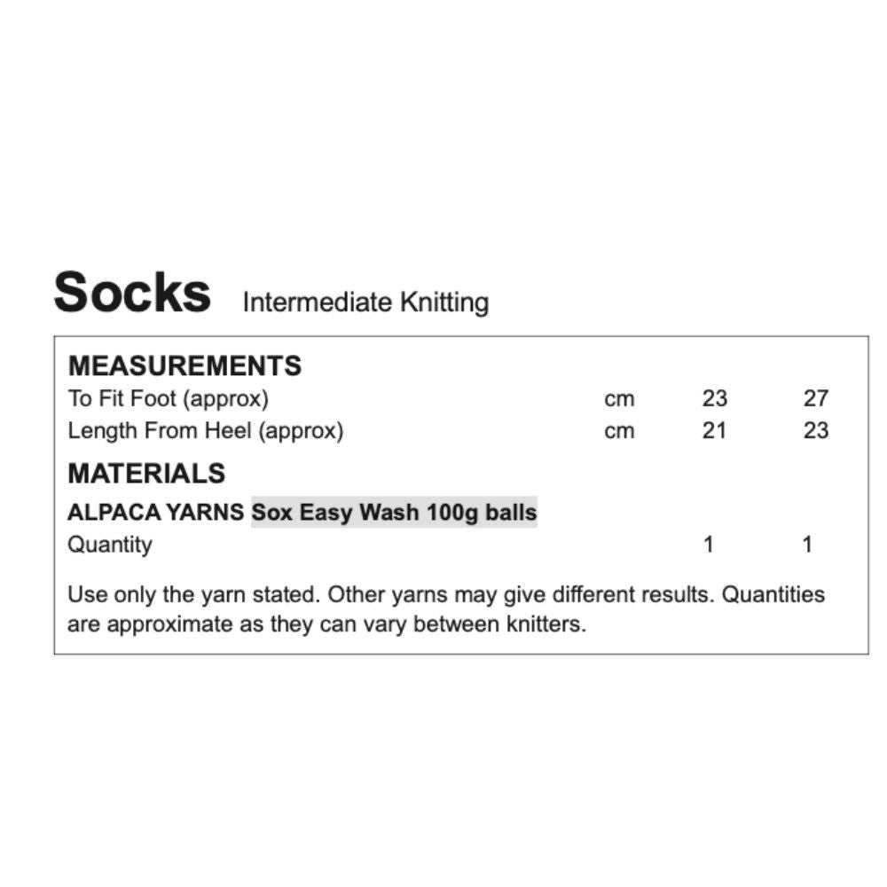 Easy Sox Knitting Pattern (AP1306)-Needlecraft Patterns-Alpaca Yarns-Printed Pattern – Posted-Wild & Woolly Yarns