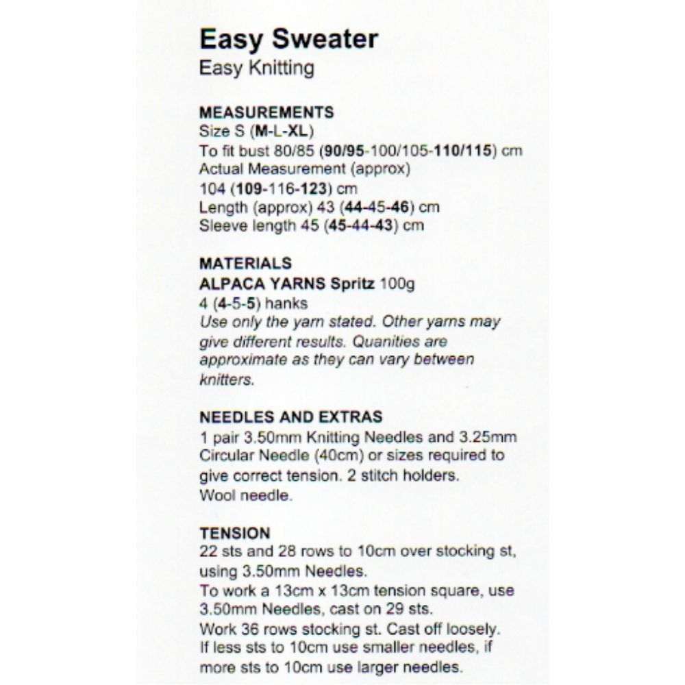 Easy Sweater Knitting Pattern (AP2303)-Needlecraft Patterns-Alpaca Yarns-Printed Pattern – Posted-Wild & Woolly Yarns