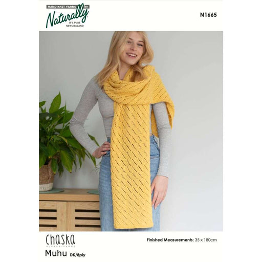 Elegant Alpaca Scarf Knitting Pattern (N1665)-Needlecraft Patterns-Wentworth Distributors-Printed-Wild & Woolly Yarns