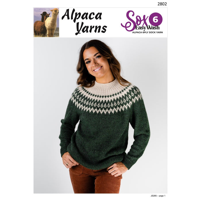 Fair Isle Jumper Knitting Pattern (AP2802)-Needlecraft Patterns-Alpaca Yarns-Printed-Wild & Woolly Yarns