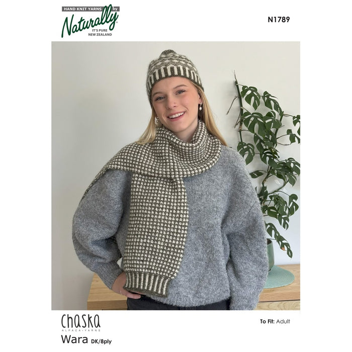 Fair Isle Beanie & Scarf Set Knitting Pattern (N1789)-Needlecraft Patterns-Wentworth Distributors-Printed-Wild & Woolly Yarns
