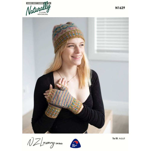 Fair Isle Hat with Matching Fingerless Gloves Knitting Pattern (N1629)**-Needlecraft Patterns-Wentworth Distributors-Printed Pattern – Posted-Wild & Woolly Yarns