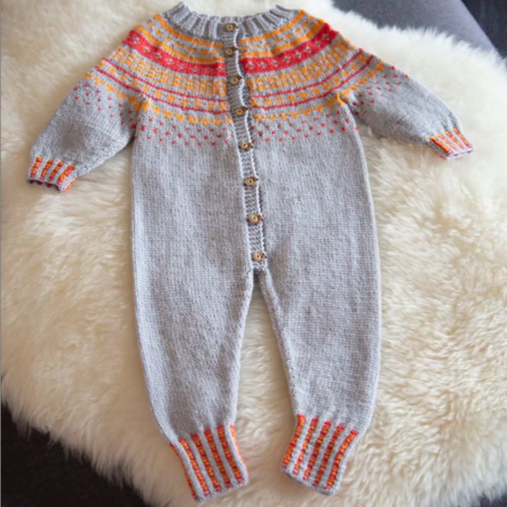 Fair Isle Yoke Overalls Knitting Pattern (K3005)