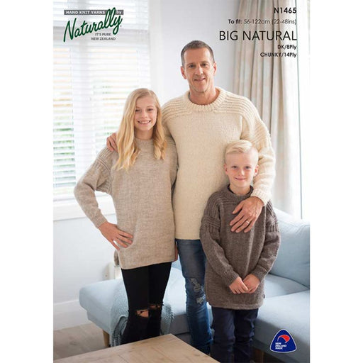 Family Sweater Knitting Pattern (N1465)-Needlecraft Patterns-Wentworth Distributors-Printed-Wild & Woolly Yarns