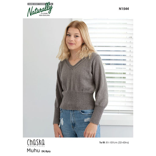 Fitting cropped Sweater Knitting Pattern (N1544)-Needlecraft Patterns-Wentworth Distributors-Printed-Wild & Woolly Yarns