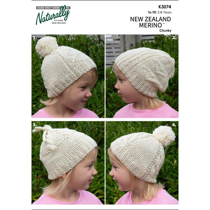Four Hat Knitting Pattern Collection (K3074)-Needlecraft Patterns-Wentworth Distributors-Printed-Wild & Woolly Yarns