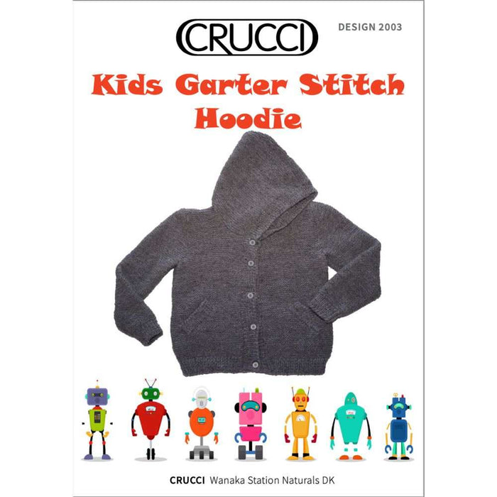 Garter Stitch Hoodie Knitting Pattern (CRU2003)-Needlecraft Patterns-Crucci-Printed Pattern – Posted-Wild & Woolly Yarns