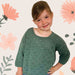 Girls Summer Slouchy 3/4 Sleeve Tee Knitting Pattern, CRUCCI 8ply Cotton, sizes 2-12, intermediate skill.