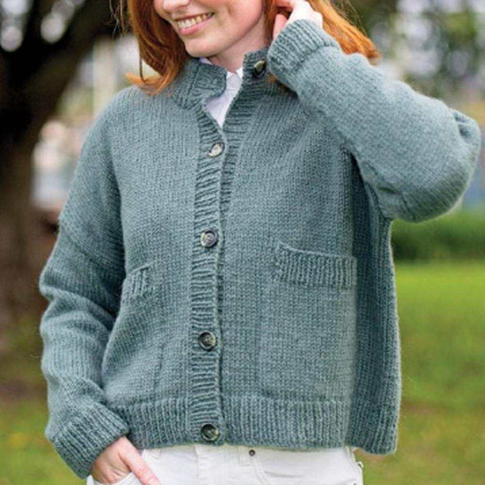 Jacket With Pockets Knitting Pattern (CRU2504)-Needlecraft Patterns-Crucci-Printed Pattern – Posted-Wild & Woolly Yarns