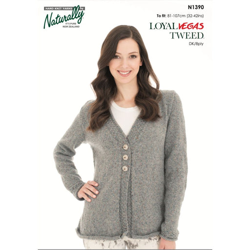 Jacket with Rolled Lower Edge Knitting Pattern (N1390)-Needlecraft Patterns-Wentworth Distributors-Printed-Wild & Woolly Yarns