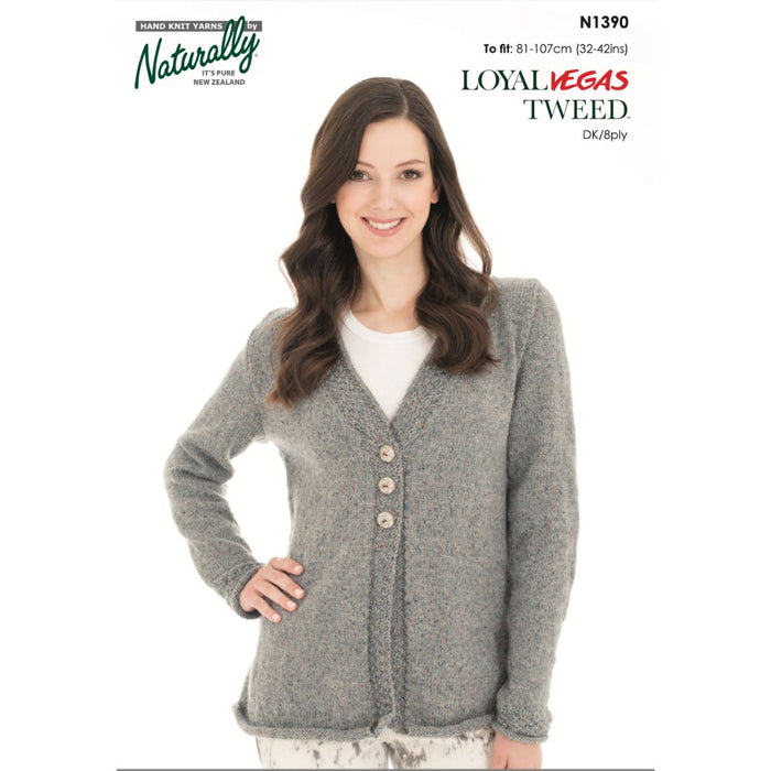 Jacket with Rolled Lower Edge Knitting Pattern (N1390)-Needlecraft Patterns-Wentworth Distributors-Printed-Wild & Woolly Yarns