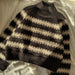 Striped Key Sweater knitting pattern by PetiteKnit, featuring top-down raglan design and ribbed edges.