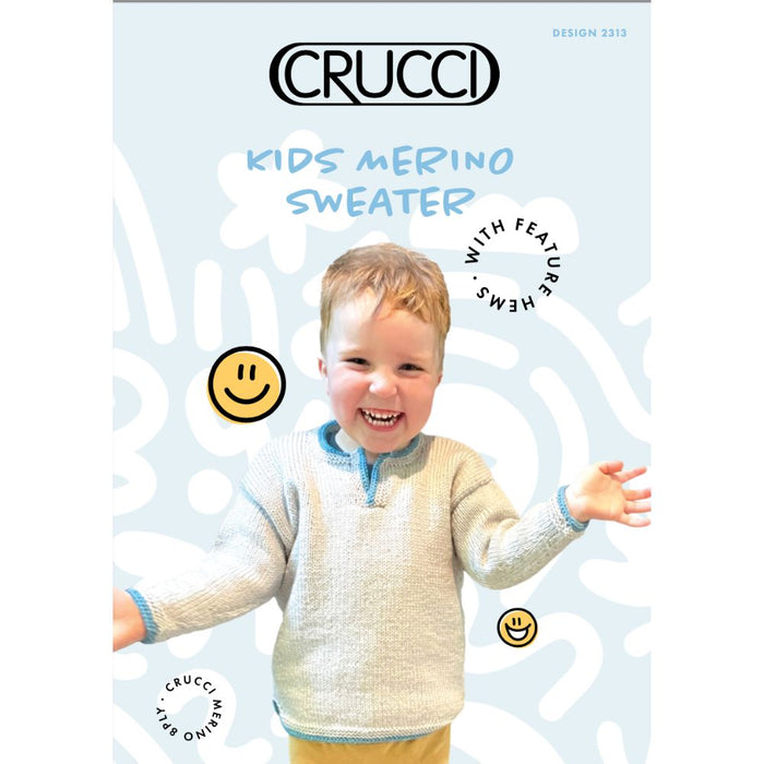 Kids Merino Sweater KNitting Pattern (CRU2313)-Needlecraft Patterns-Wild and Woolly Yarns